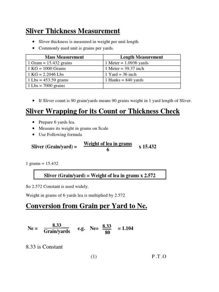 Sliver Thickness Measurement | PDF