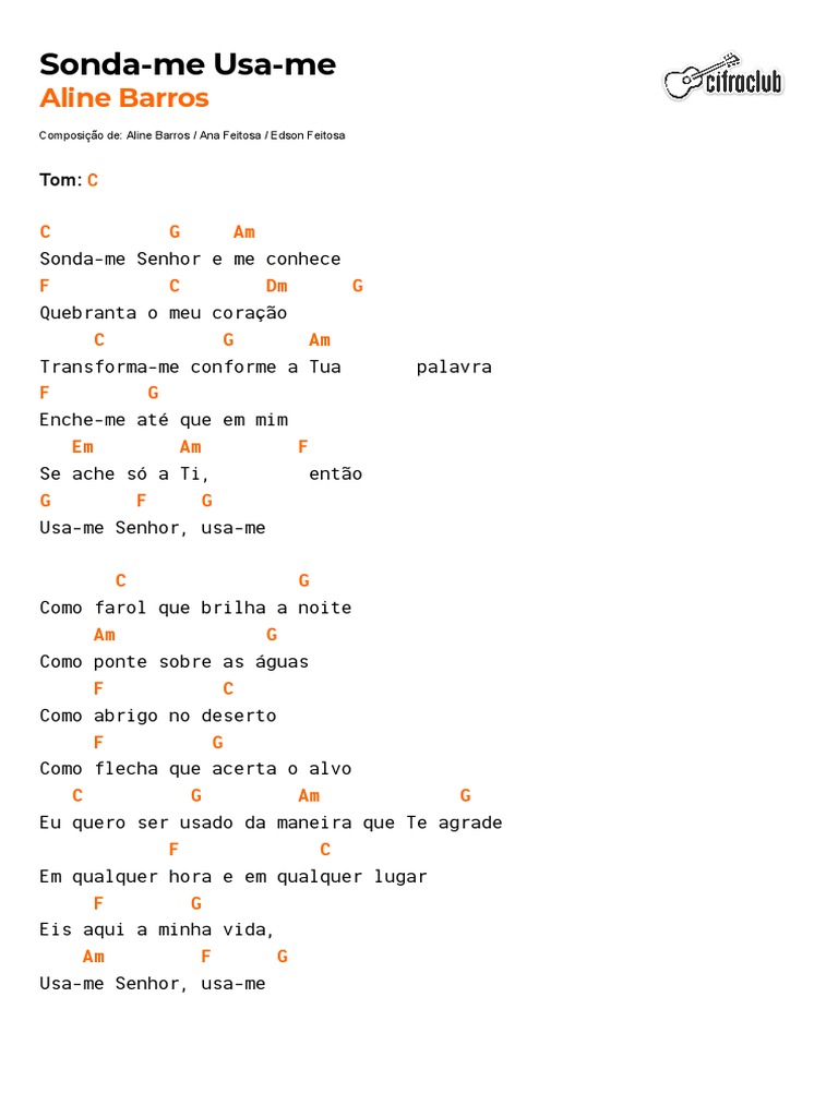 Cifra Club - Aline Barros - Sonda-Me Usa-Me | PDF