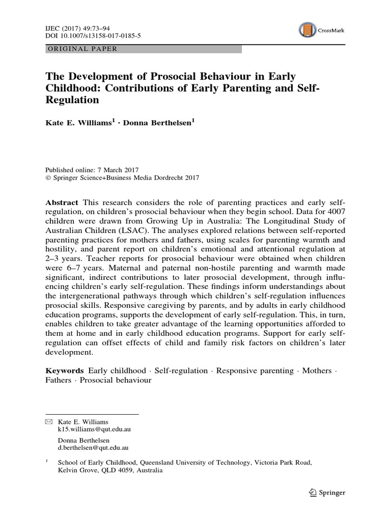 The Development of Prosocial Behaviour in Early Childhood | PDF ...