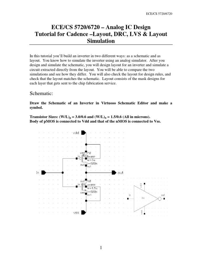 Cadence Layout Tutorial With Post Layout Simulation | PDF | Mosfet ...