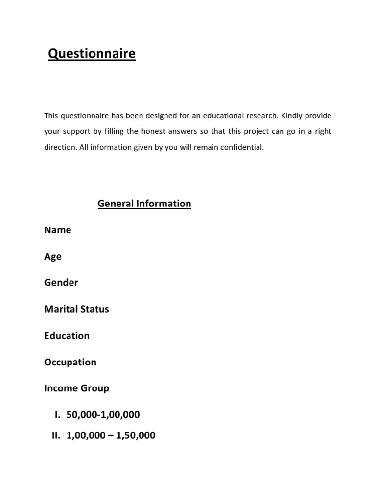 Marital Status Questionnaire | PDF