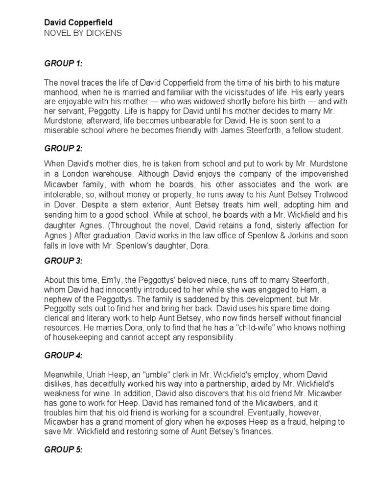 David Copperfield Summary PDF David Copperfield