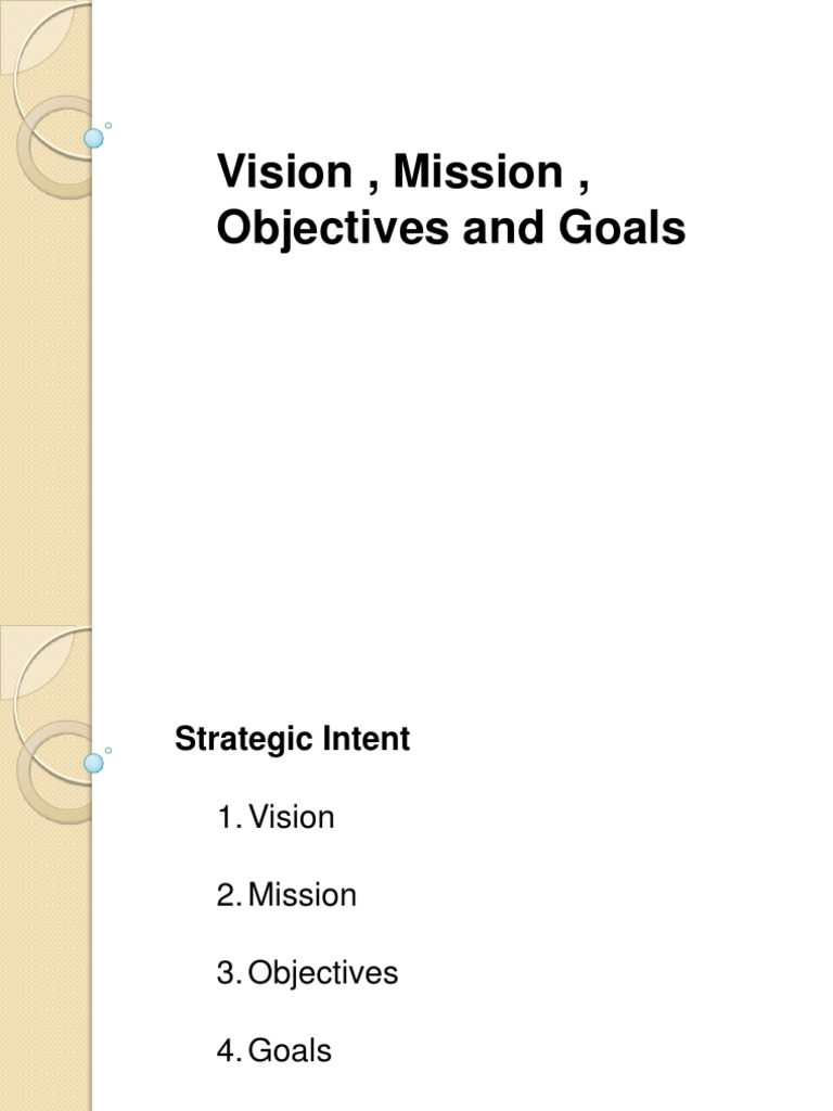 Vision Mission Objective Goal | PDF | Goal | Visual Perception