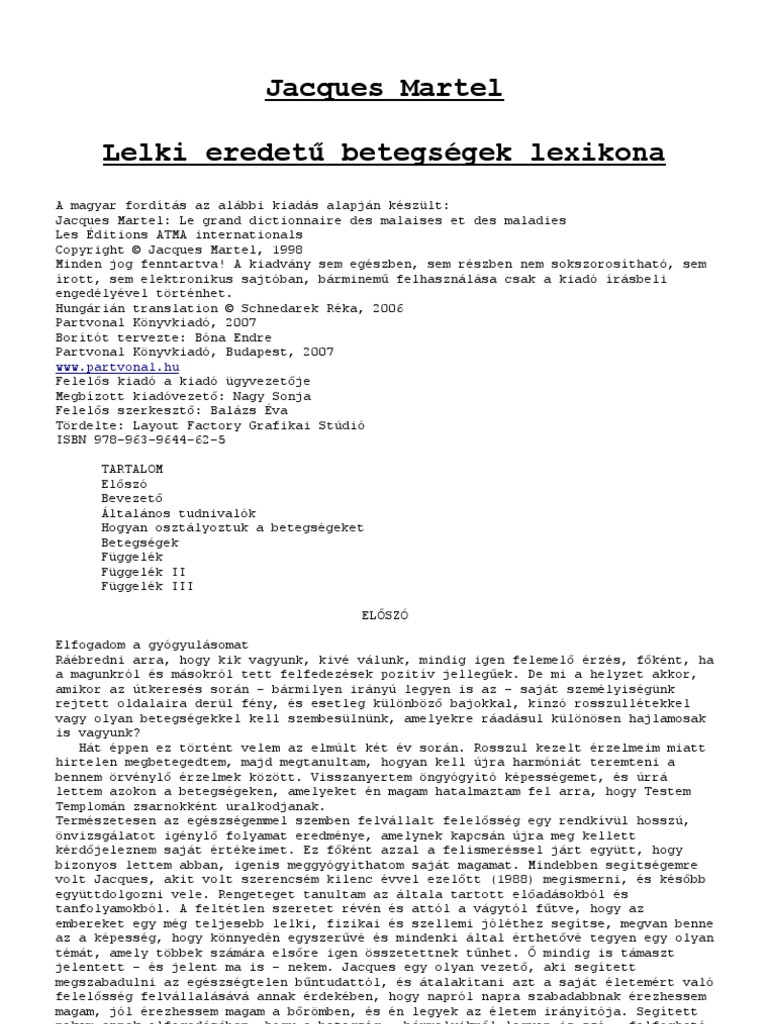 Jacques Martel Lelki Eredetű Betegségek Lexikona PDF