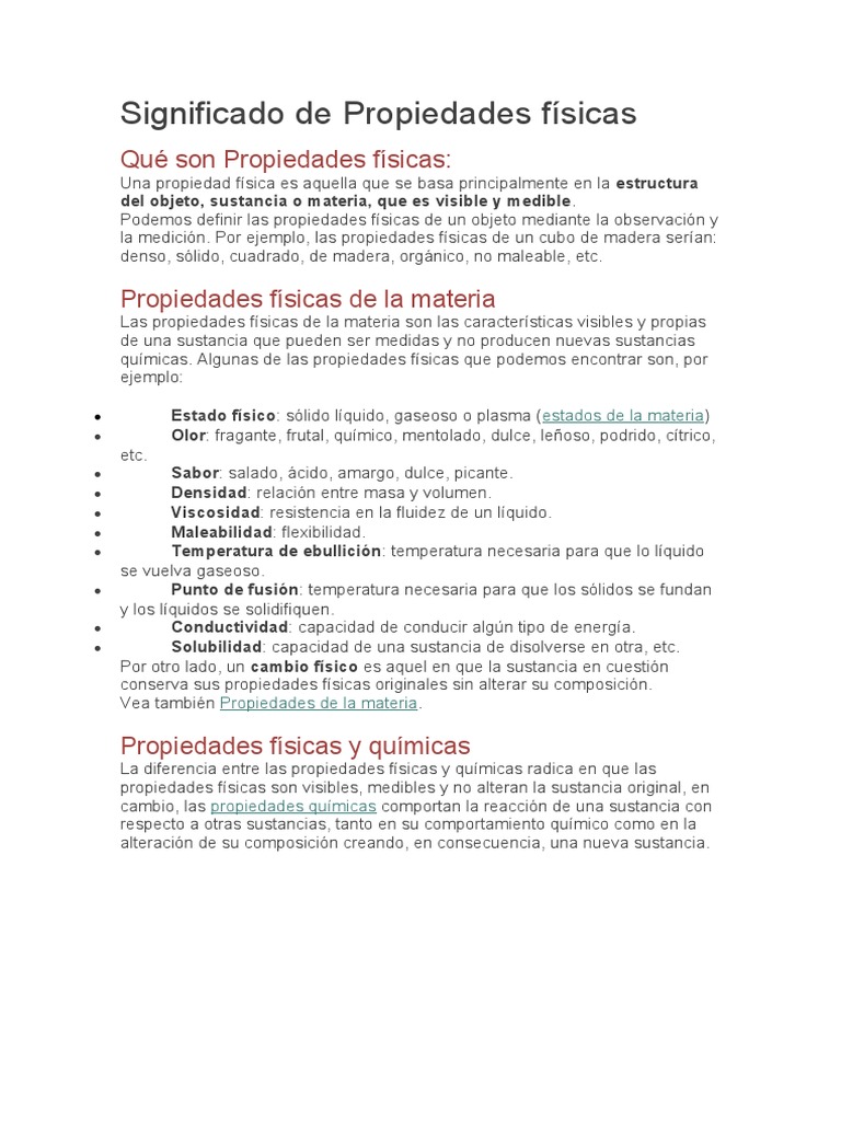 Ejemplos De Propiedades Fisicas Ejemplos De Propiedades Químicas