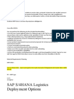 SAP S/4HANA Logistics Deployment Options