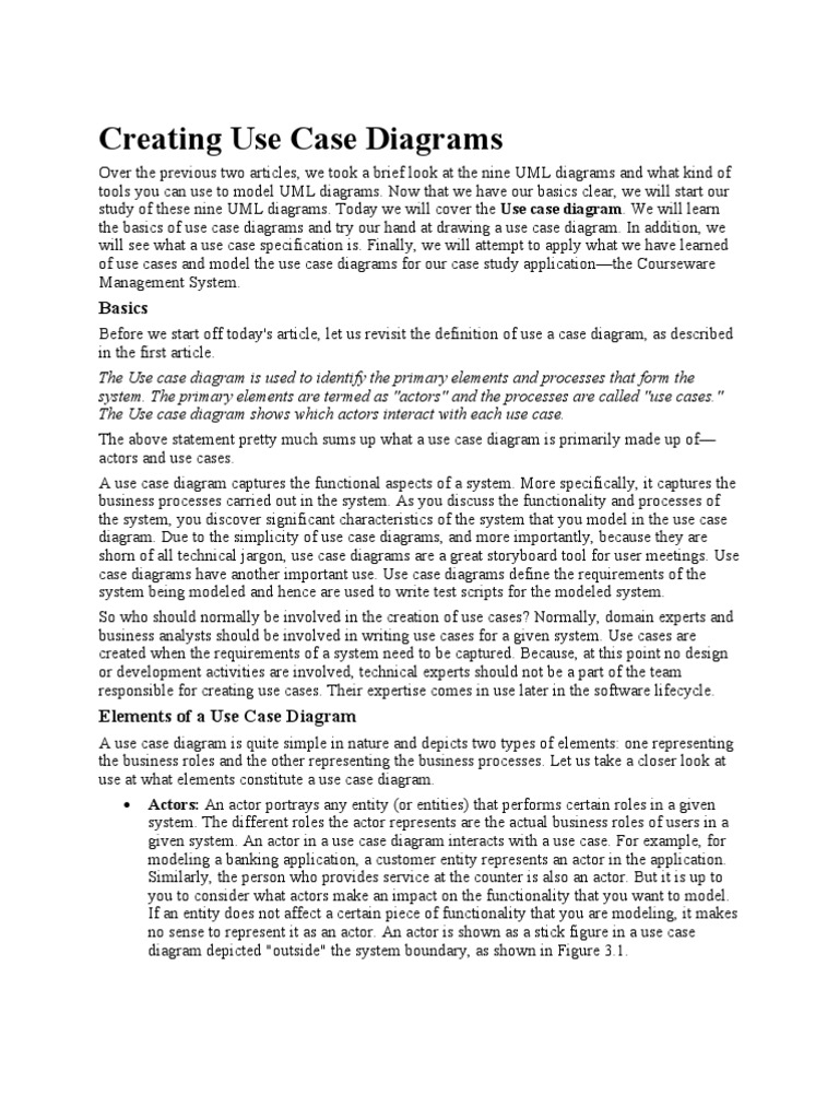 Creating Use Case Diagrams | PDF | Use Case | System