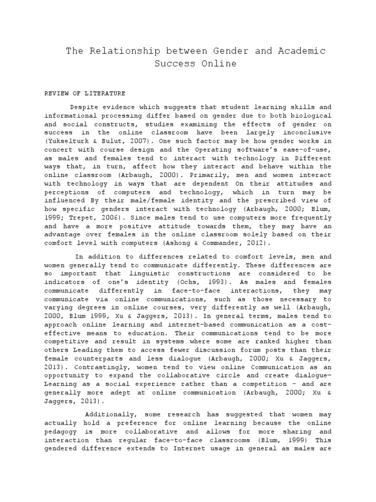 Gender Impact on Online Learning Success | PDF | Educational Technology ...
