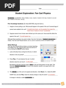 Student Exploration: Fan Cart Physics (Answer Key)