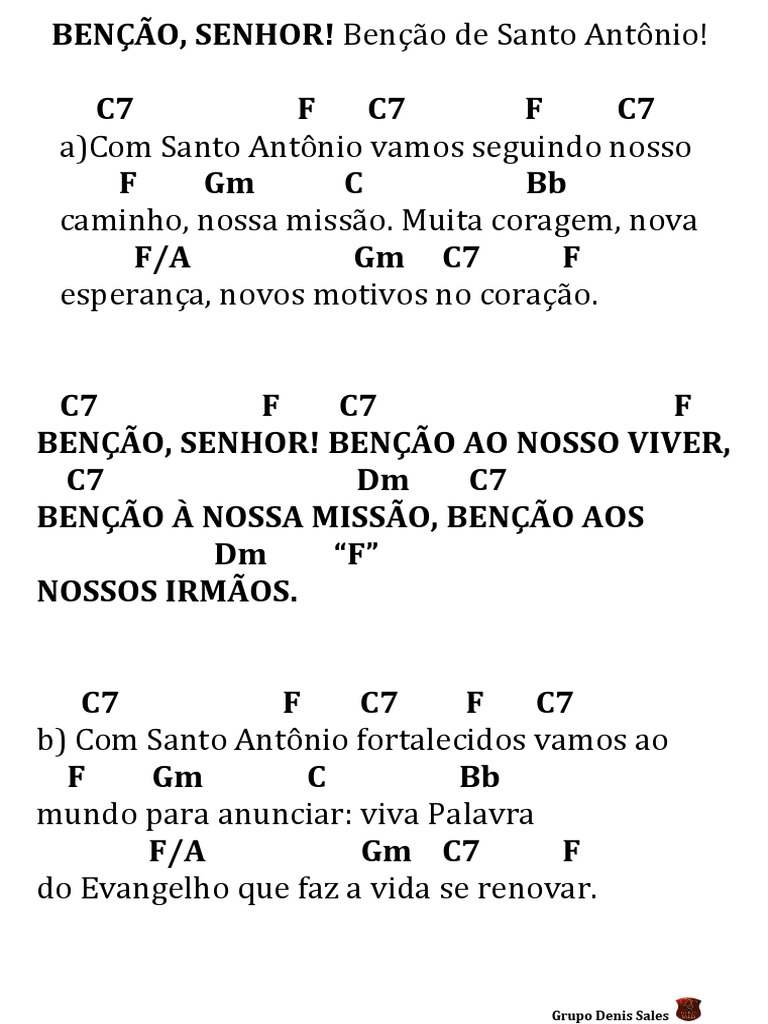 Benção de Santo Antônio! Cifras PDF