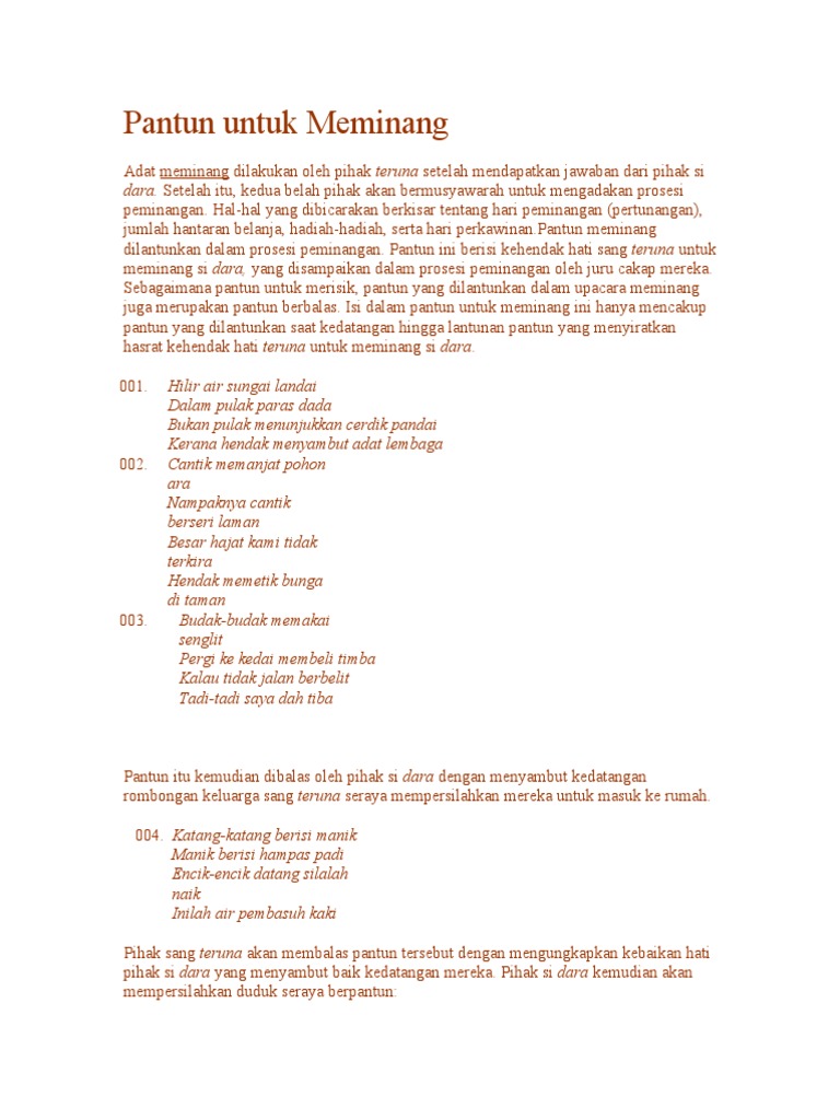 Pantun Untuk Meminang Pdf