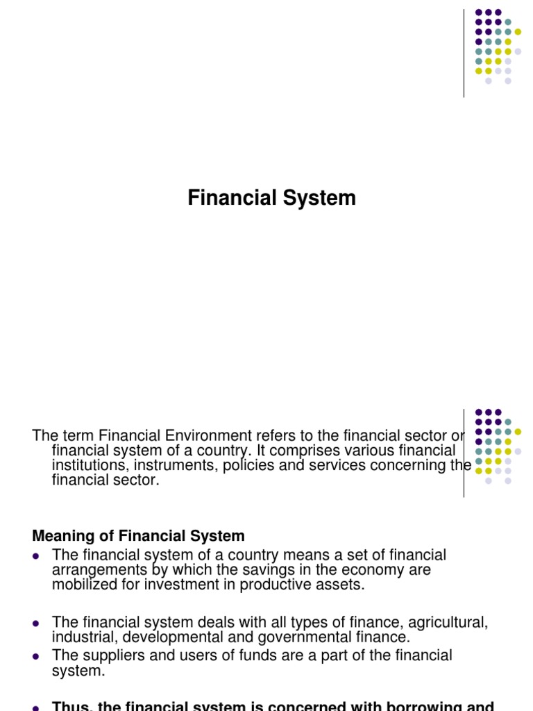 Financial System | PDF | Financial Markets | Money Market