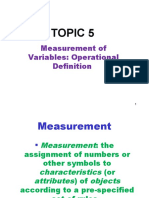 Topic 5: Measurement of Variables: Operational