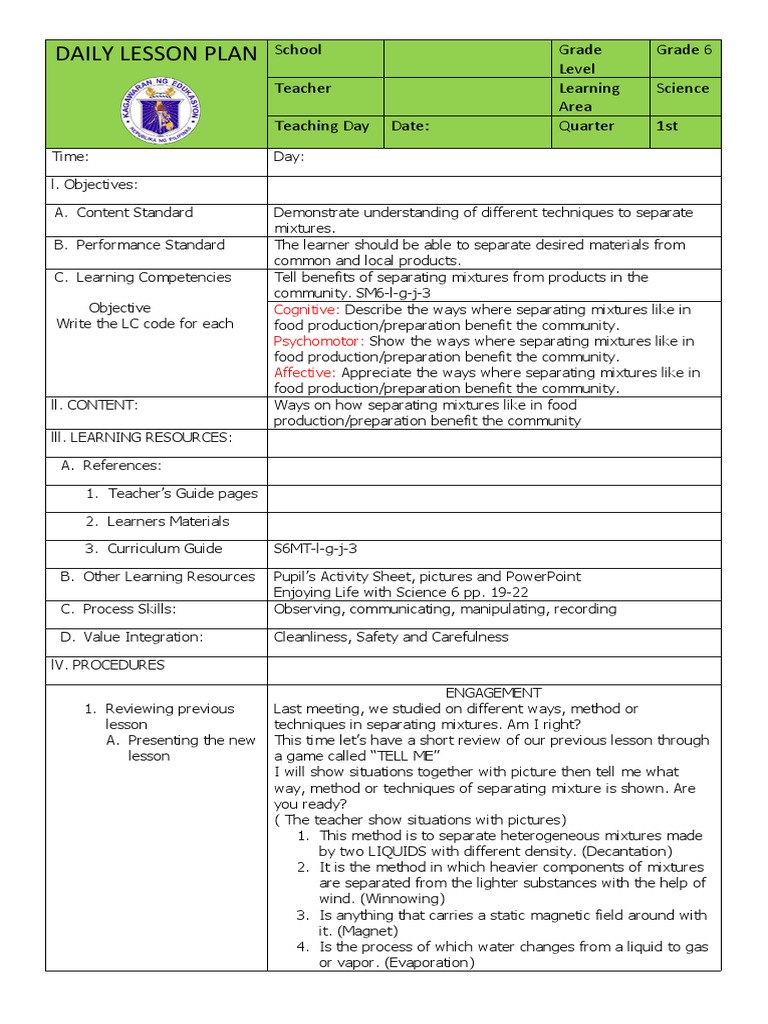 Lesson Plan PDF Filtration Lesson Plan