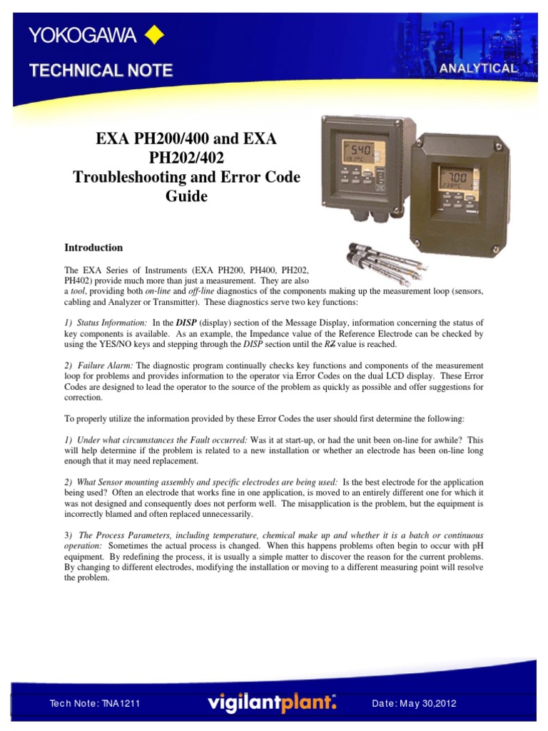 EXA PH Series Error Code Guide | PDF | Ph | Buffer Solution