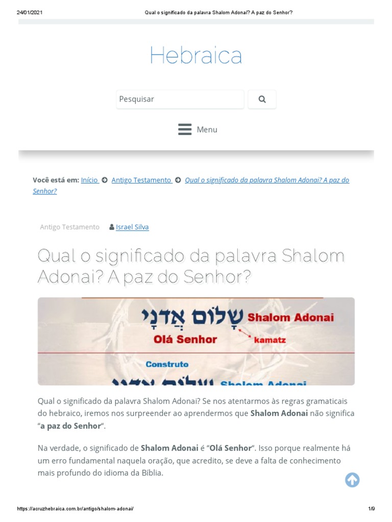 Significado de Shalom Adonai | PDF | Idioma hebreu | Palavra