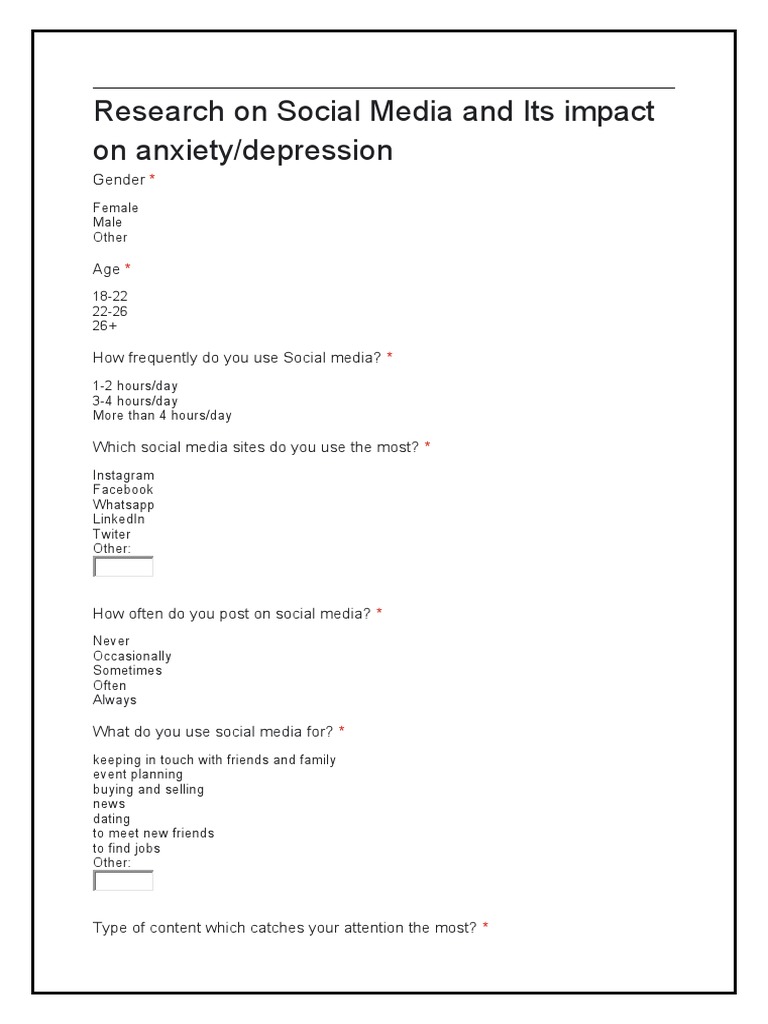 Social Media's Impact on Anxiety and Depression | PDF