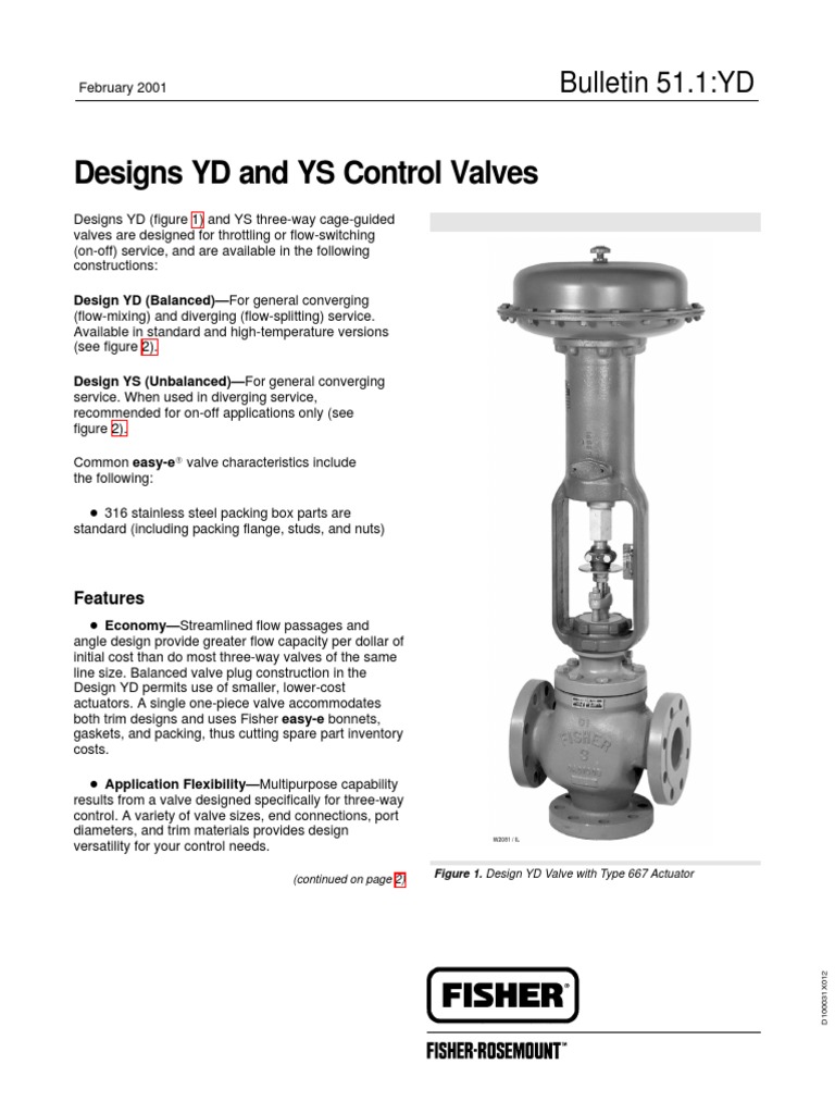 Designs YD and YS Control Valves PDF Valve Chemistry