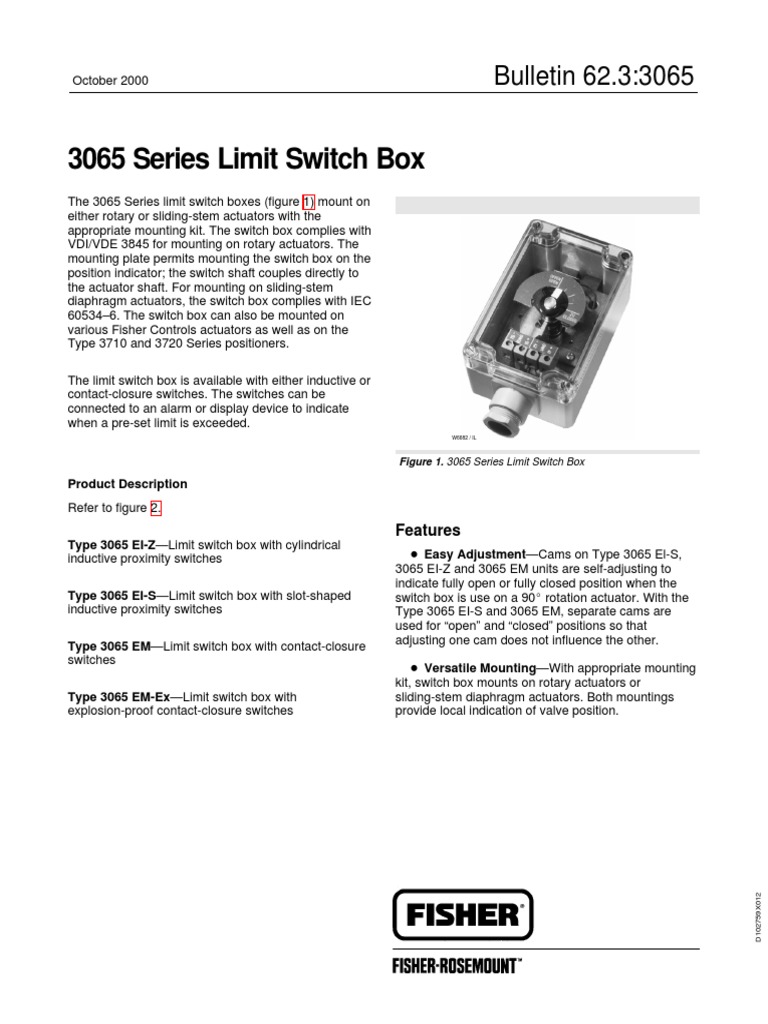 3065 Series Limit Switch Box: Bulletin 62.3:3065 | PDF | Switch | Actuator