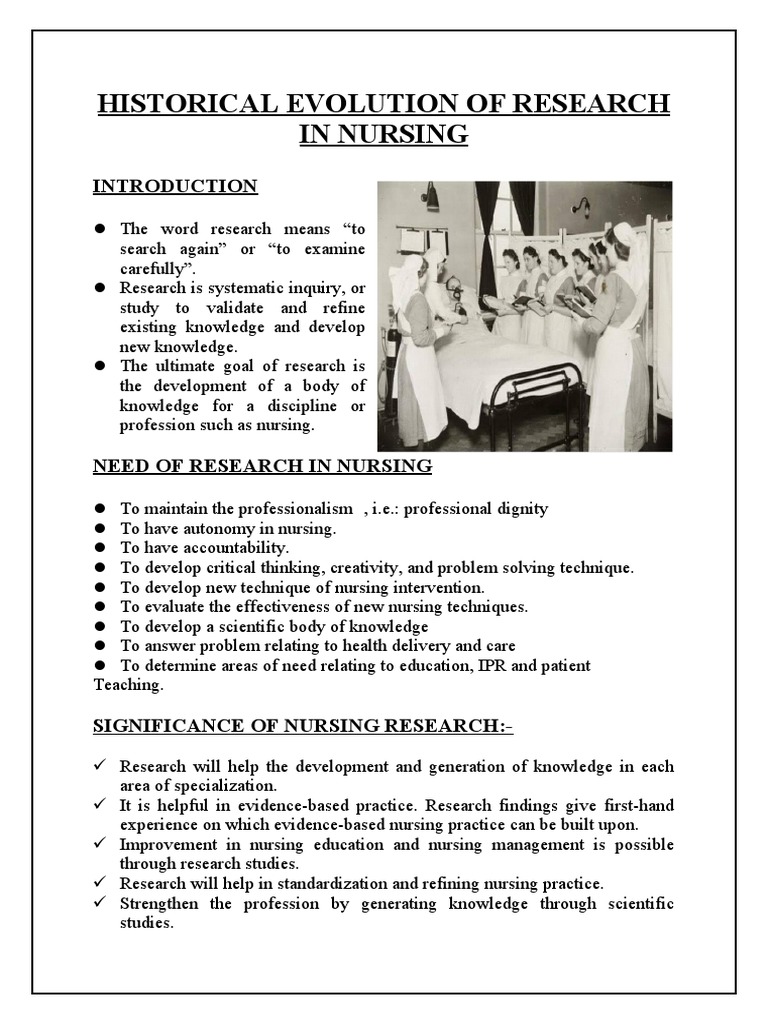 Evolution of Nursing Research History | PDF | Evidence Based Medicine ...