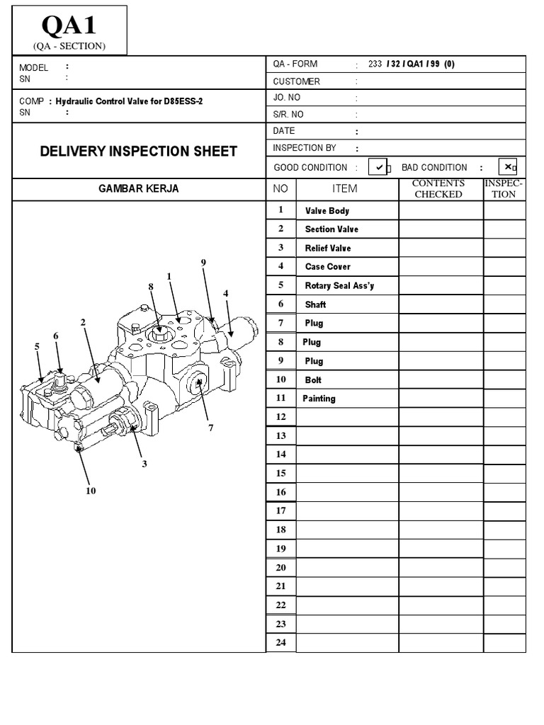 Qa1 D85ess-2 Hyd Control Valve | PDF | Valve | Engine Technology