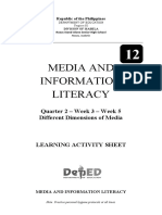 Media and Information Literacy: Quarter 2 - Week 3 - Week 5 Different Dimensions of Media