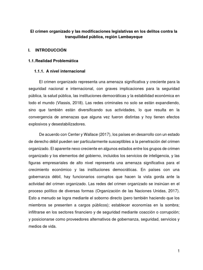 El Crimen Organizado y Los Delitos Contra La Tranquilidad Pública | PDF ...