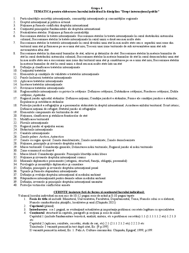 Gr.4. Teme L.Individual. Drept - International - Public | PDF