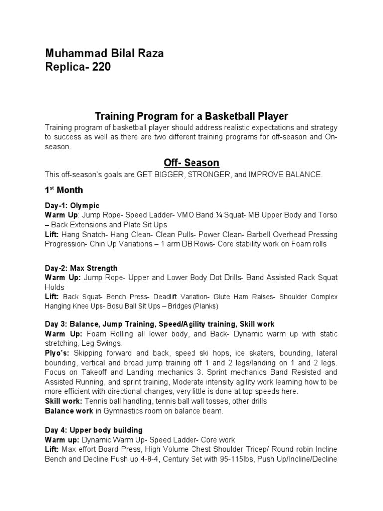 Training For Basketball Player | PDF | Weight Training | Flexibility ...