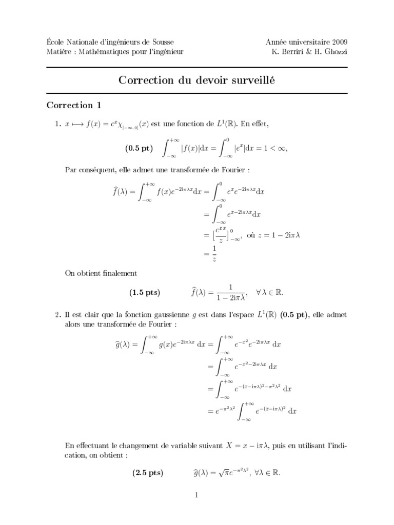 Transformée de Fourier en Mathématiques | PDF | Enseignement des ...