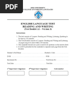 English Language Test Reading and Writing: (Test Booklet A1 - Version 3)