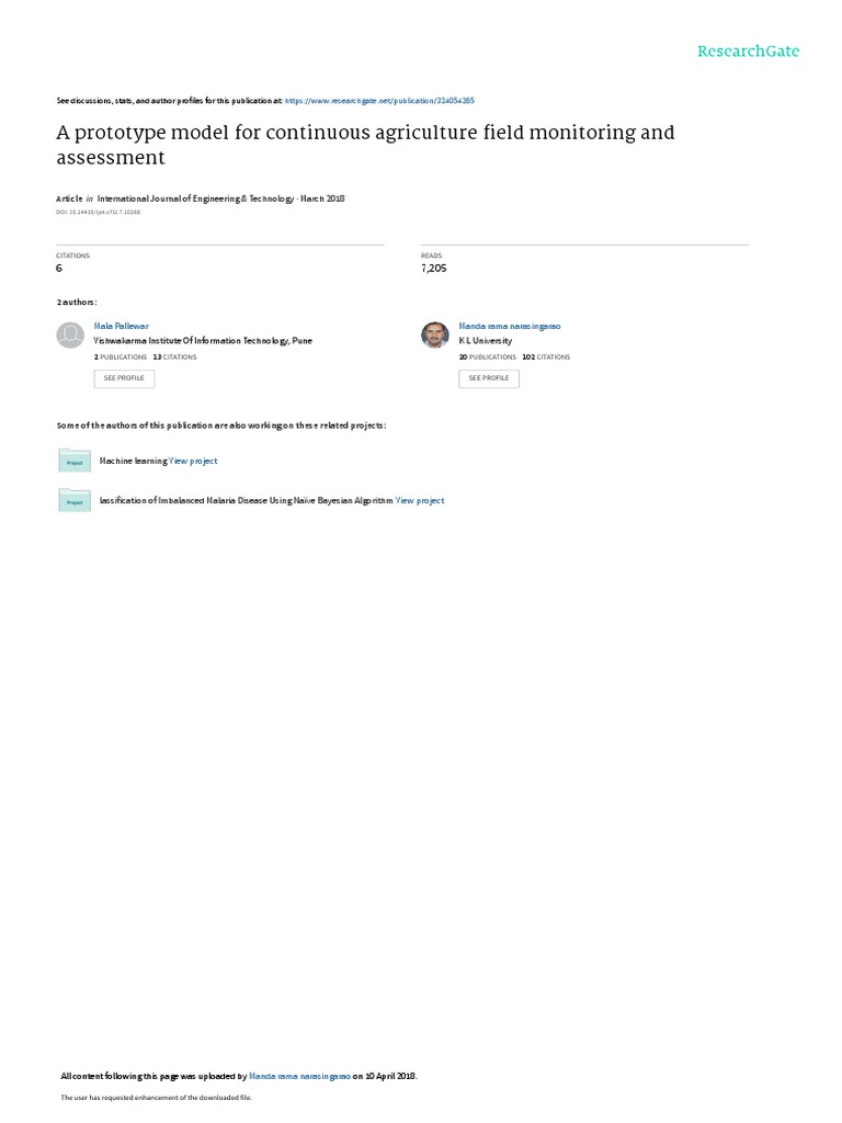 A Prototype Model For Continuous Agriculture Field | PDF | Internet Of ...