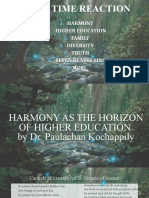 Real Time Reaction: 1. Harmony 2. Higher Education 3. Family 4. Diversity 5. Truth 6. Seven Deadly Sins 7. GOD