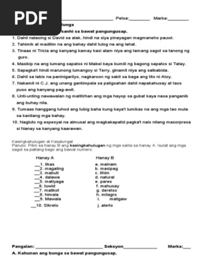 Pagsusulit Sa Filipino G7 Sanhi At Bunga Kasingkahulugan Kasalungat Pdf