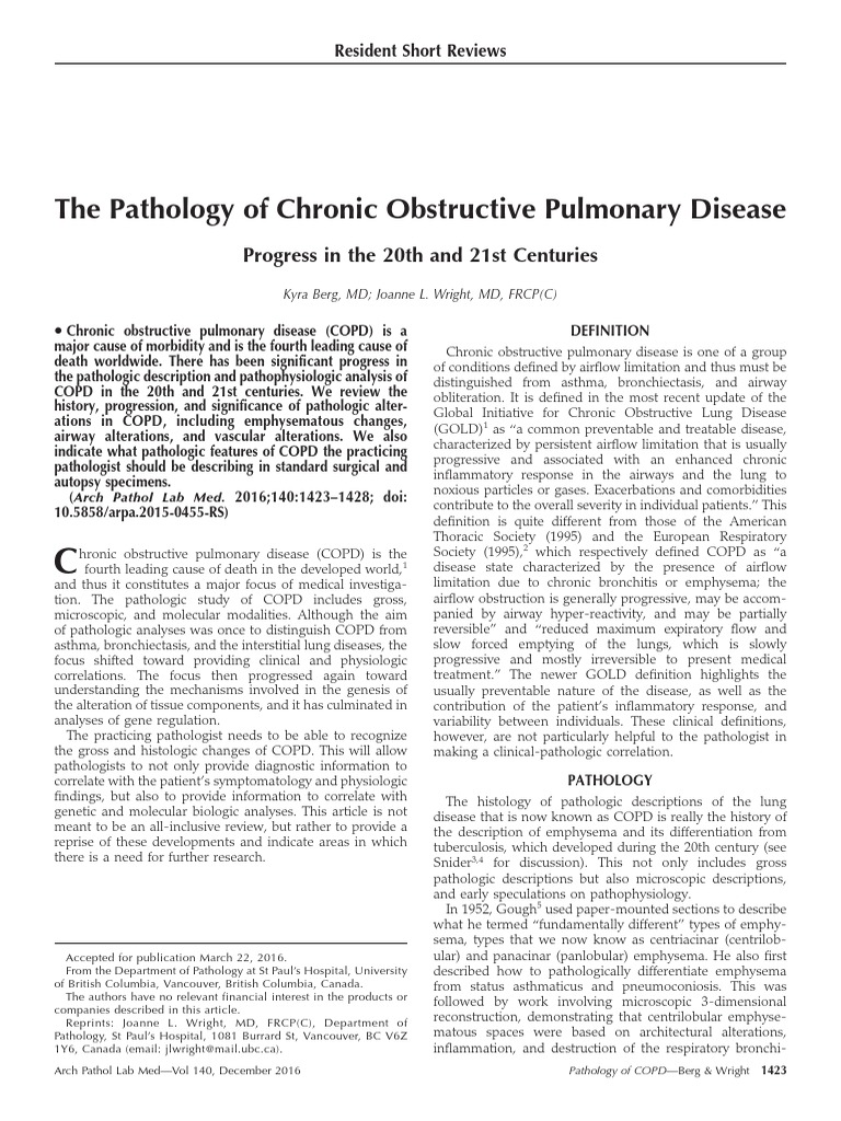 The Pathology of Chronic Obstructive Pulmonary Disease | PDF ...