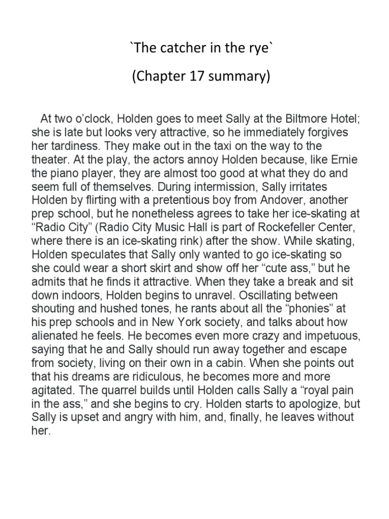 The Catcher in The Rye Chapter 17 Summary PDF