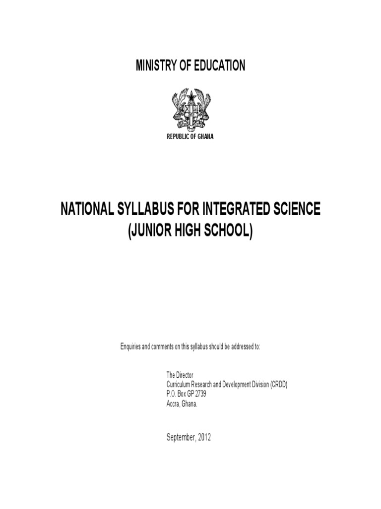 National Syllabus For Integrated Science (Junior High School) | PDF ...