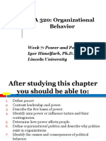 BA 320: Organizational Behavior: Week 7: Power and Politics Igor Himelfarb, Ph.D. Lincoln University