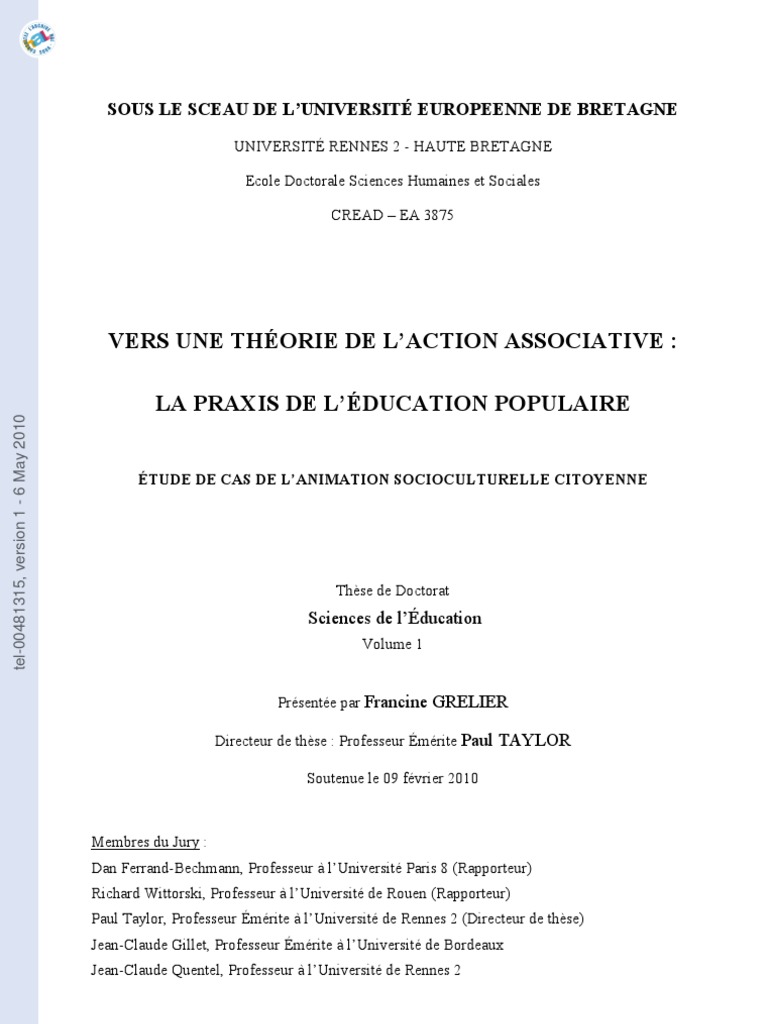Thesegrelier SOCIVILE, PDF, Bénévolat