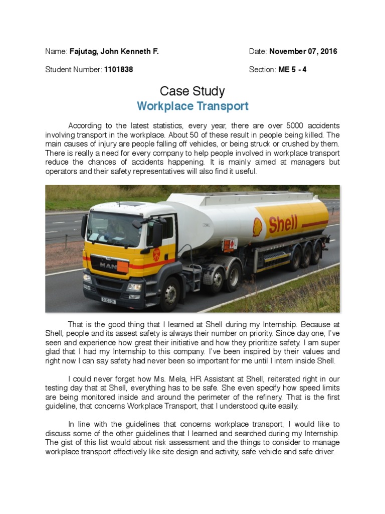 Case Study: Workplace Transport | PDF | Traffic | Vehicles