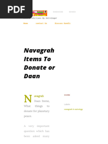 Navagrah Items To Donate or Daan