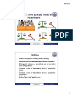 Lecture 7: One-Sample Tests of Hypothesis: Outline