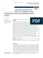 Implications of Corporate Governance On Financial Performance: An Analytical Review of Governance and Social Reporting Reforms in India