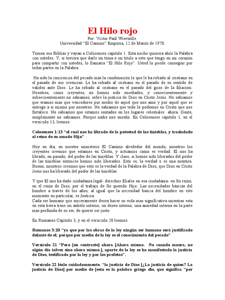 El Hilo Rojo PDF Cristo (título) Pecado