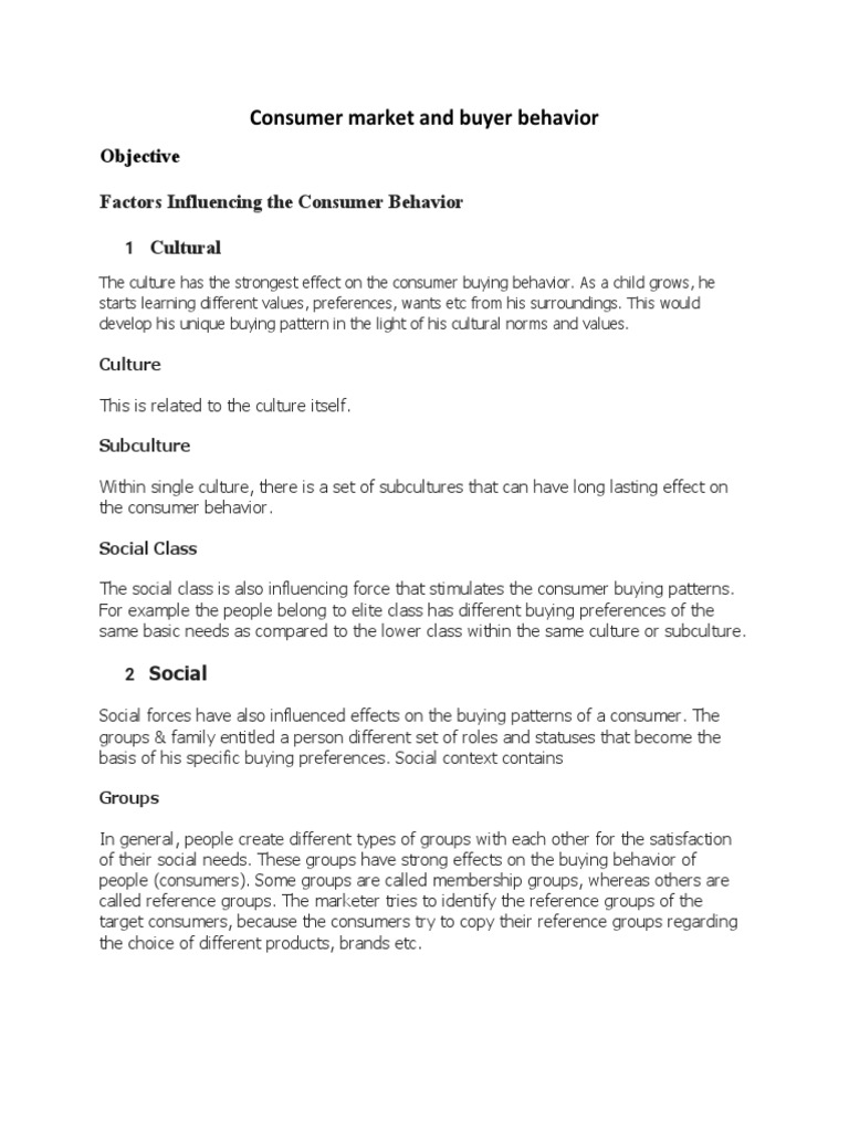 Consumer Market and Buyer Behavior | PDF | Consumer Behaviour | Behavior
