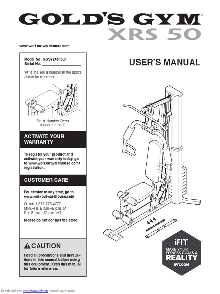 Gold's Gym XRS 50 Manual PDF Screw Tools