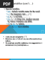 Variables (Con'T ) : - Ans - I, J - Pi - Eps - Inf - Nan