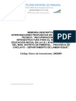 Recuperación infraestructura inicial Pimentel