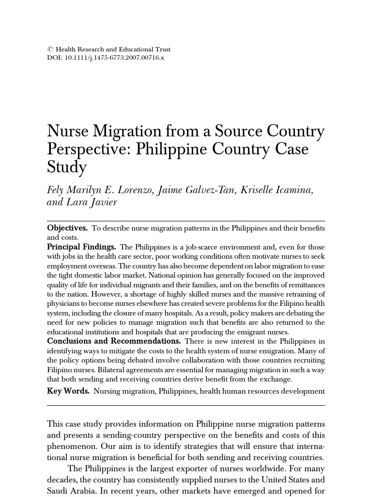 Philippine Nurse Migration Patterns | PDF | Migrant Worker | Human ...