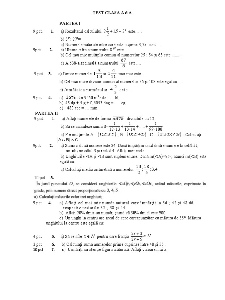 Test Clasa 6 | PDF